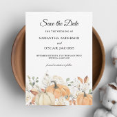 Save The Date Fleurs d'aquarelle tendance et Citrouille automne