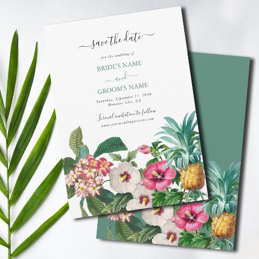 Save The Date Fleurs d'aquarelle tropicale et Mariage de verdure