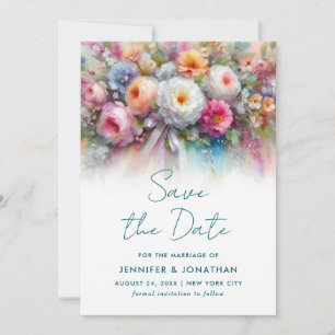 Save The Date Fleurs d'aquarelle Typographie Script Enregistrer