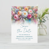 Save The Date Fleurs d'aquarelle Typographie Script Enregistrer (Debout devant)