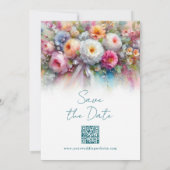 Save The Date Fleurs d'aquarelle Typographie Script Enregistrer (Dos)