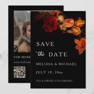 Save The Date Fleurs d'art fin Mariage sombre