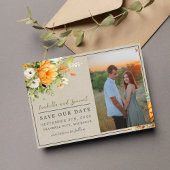 Save The Date Fleurs d'automne Floral Automne Vert Orange Mariag