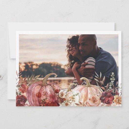 Save The Date Fleurs d'automne | Floral Crest Mariage 4 Photo (Dos)