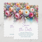 Save The Date Fleurs de aquarelle Script Sauvegarder La Date Sca (Devant / Derrière)