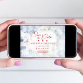 Save The Date Fleurs de carnation bleue Aquarelle 4 juillet Mari