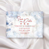 Save The Date Fleurs de carnation bleue Aquarelle 4 juillet Mari