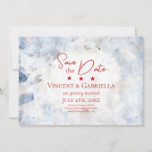 Save The Date Fleurs de carnation bleue Aquarelle 4 juillet Mari (Devant)