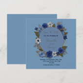 Save The Date Fleurs de cercle de mariage élégant argent marine (Devant / Derrière)