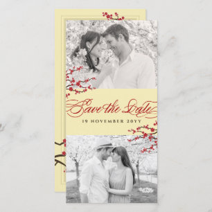 Save The Date Fleurs de cerises rouges Fleurs de Sakura Zen asia