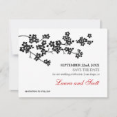 Save The Date Fleurs de cerisier en noir Enregistrer la date Inv (Devant)