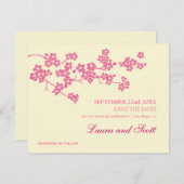 Save The Date Fleurs de cerisiers en rose Enregistrer la date In (Devant / Derrière)