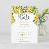 Save The Date Fleurs de Citronnier Verdure Calendrier Élégant Ma (Debout devant)