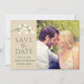 Save The Date Fleurs de crème Photo Mariage vert (Devant)