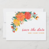 Save The Date Fleurs de Dahlia de mariage Jaune Orange Pastel Pr (Dos)