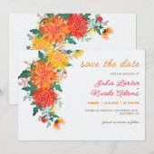 Save The Date Fleurs de Dahlia de mariage Jaune Orange Pastel Pr (Devant / Derrière)