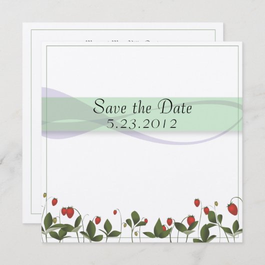 Save The Date Fleurs de fraises (Devant / Derrière)