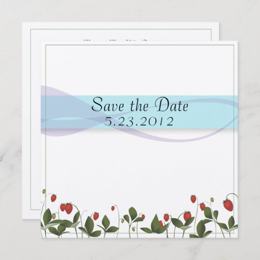 Save The Date Fleurs de fraises (Devant / Derrière)