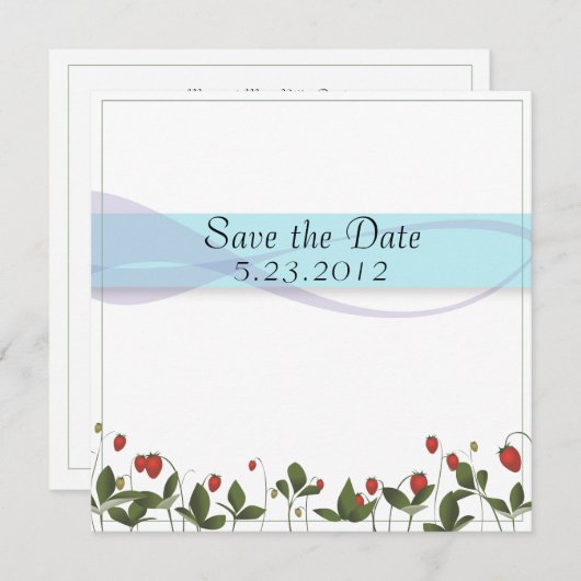 Save The Date Fleurs de fraises | Réservez la date (Devant / Derrière)