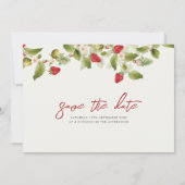 Save The Date Fleurs de fraises rouges sucrées Mariage (Dos)