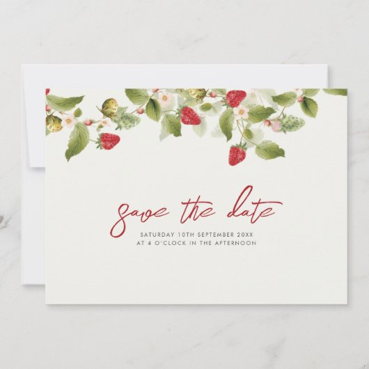 Save The Date Fleurs de fraises rouges sucrées Mariage (Dos)