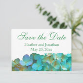 Save The Date Fleurs de hortensias bleu sarcelle jaune rose (Debout devant)