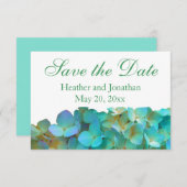 Save The Date Fleurs de hortensias bleu sarcelle jaune rose (Devant / Derrière)