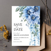 Save The Date Fleurs de Jardin Bleu Dusty Mariage élégant