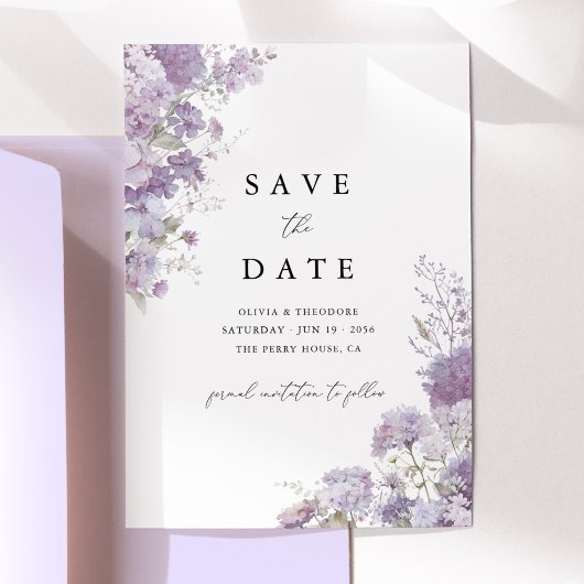 Save The Date Fleurs de Lavande Élégantes Mariage Date à Réserve