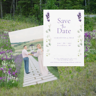 Save The Date Fleurs de Lavande Les Deux Ensemble Photo Enregist