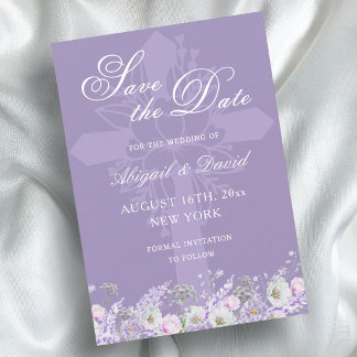 Save The Date Fleurs de Lavande Mariage Religieux Enregistrez la