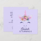Save The Date Fleurs de Licorne Mignonne Fabuleuse Visage 2 (Devant / Derrière)