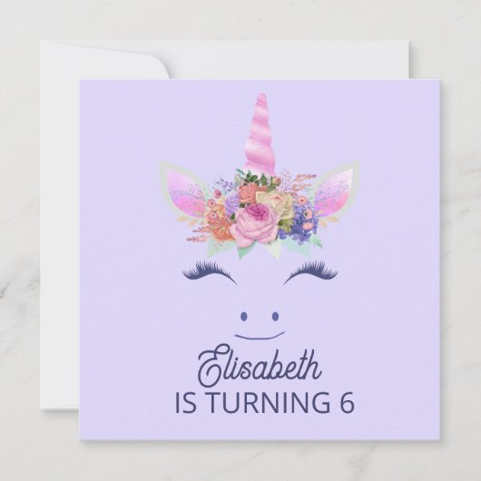 Save The Date Fleurs de Licorne Mignonne Fabuleuse Visage 2 (Devant)