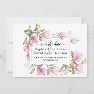 Save The Date Fleurs de Magnolia Charm Blush Mariage Calligraphi