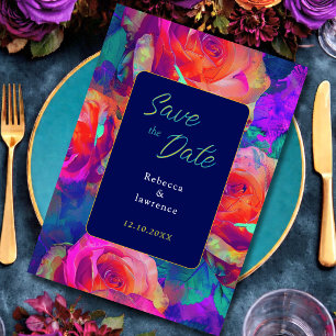 Save The Date Fleurs de mariage chic colorées lumineuses