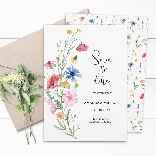 Save The Date Fleurs de mariage de fleurs sauvages