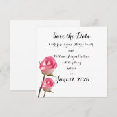 Save The Date Fleurs de Mariage Roses Jour J Enregistrez la Date (Devant / Derrière)