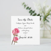 Save The Date Fleurs de Mariage Roses Jour J Enregistrez la Date (Debout devant)