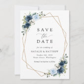 Save The Date Fleurs de marine, Fleurs bleues, Boho, Mariage flo (Devant)