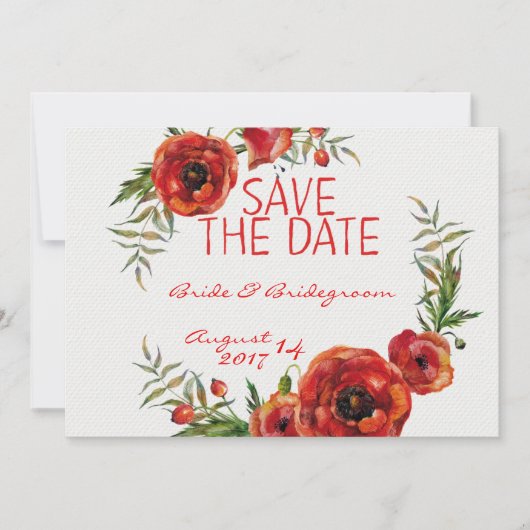 Save The Date Fleurs de pavot Floral Enregistrer la date Mariage (Devant)
