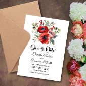 Save The Date Fleurs de pavot rouge Mariage Enregistrer la date