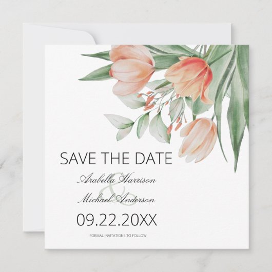 Save The Date Fleurs de pêche aquarelle de printemps (Devant)