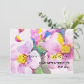 Save The Date Fleurs de pêche rustiques Aquarelle Art (Debout devant)