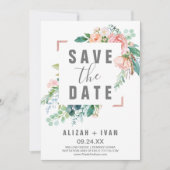 Save The Date Fleurs de pivoines romantiques Enregistrer la cart (Devant)