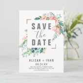 Save The Date Fleurs de pivoines romantiques Enregistrer la cart (Debout devant)