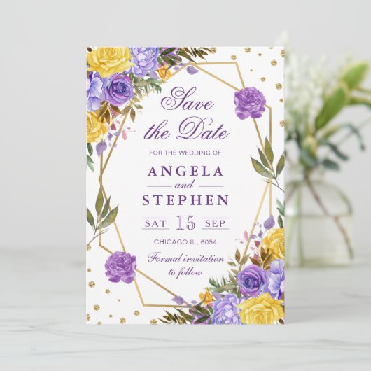 Save The Date Fleurs de printemps à l'aquarelle Boho Cadre de ma (Debout devant)