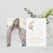 Save The Date Fleurs de rose Charm Blush Or (Debout devant)