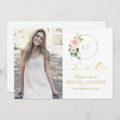 Save The Date Fleurs de rose Charm Blush Or (Devant / Derrière)