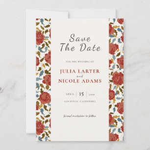 Save The Date Fleurs de Rose Sauvage Jardin Affaire Mariage