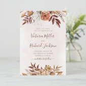 Save The Date Fleurs de rouille en terre cuite Foliage d'automne (Debout devant)